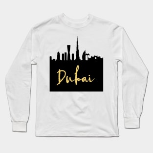 DUBAI UAE DESIGNER SILHOUETTE SKYLINE ART Long Sleeve T-Shirt